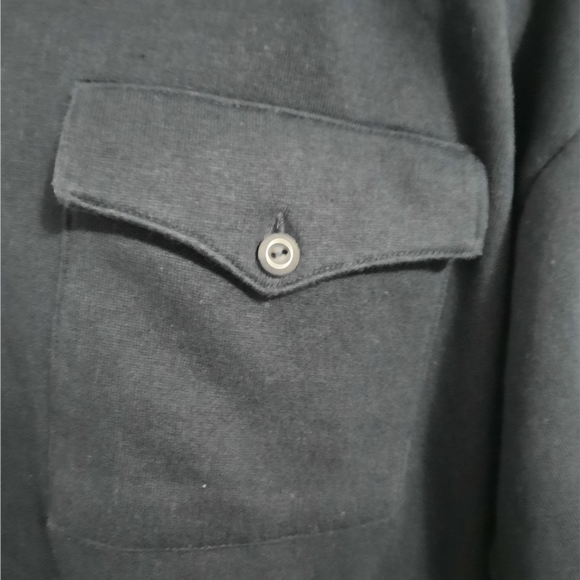 Mens Pullover Top Fleece Blue Medium Pockets Button - Picture 2 of 5